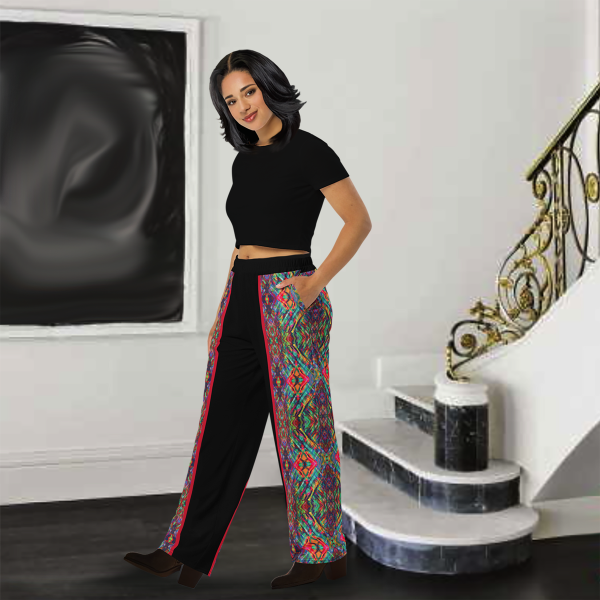 BeautDoozy 'Antares' Wide Leg Pants Black - Left view