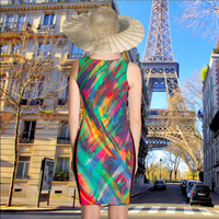 BeautDoozy 'Antares' Fitted Dress Paint Black - Back view near Eiffel Tower