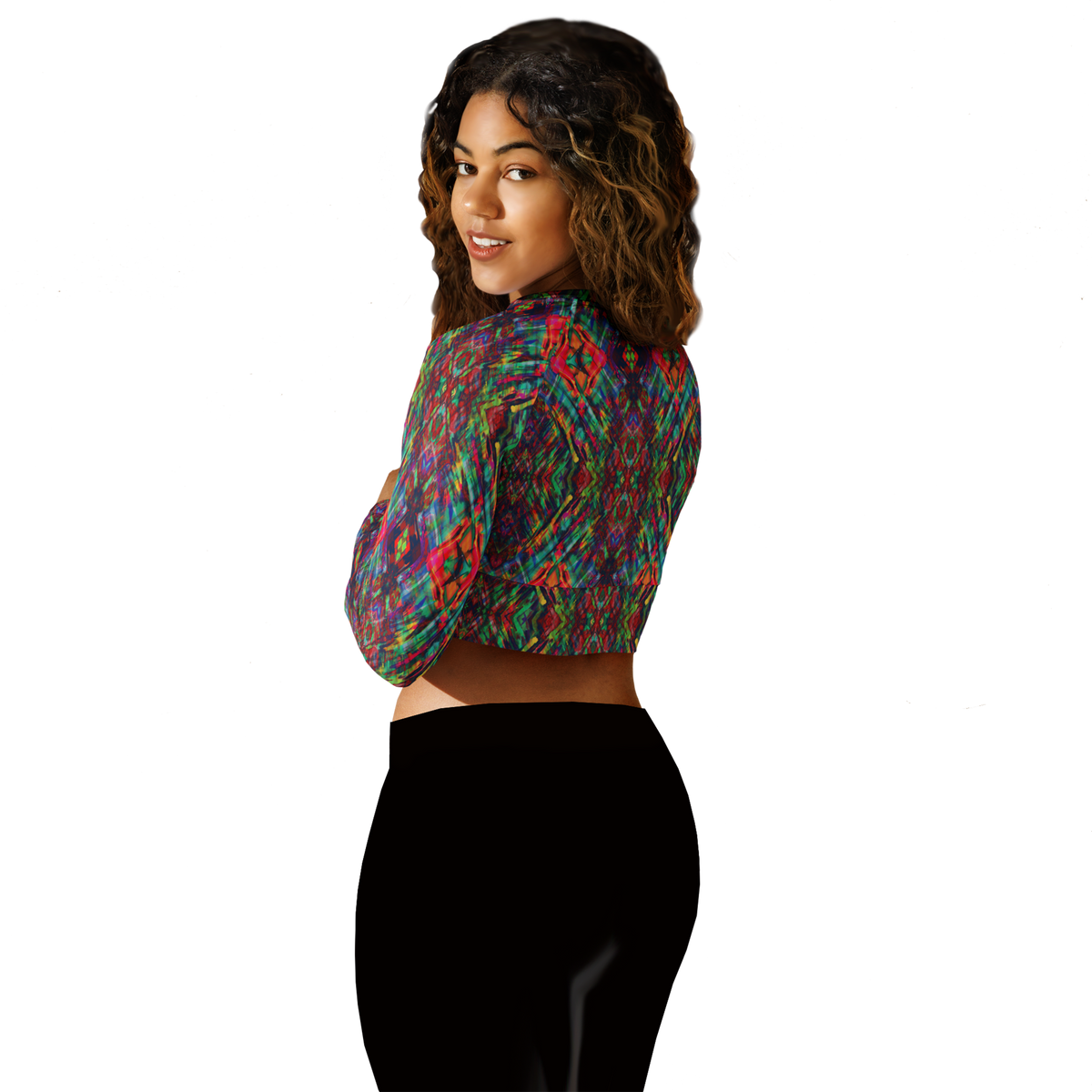 BeautDoozy 'Antares' Long Sleeves Crop Top - Left view