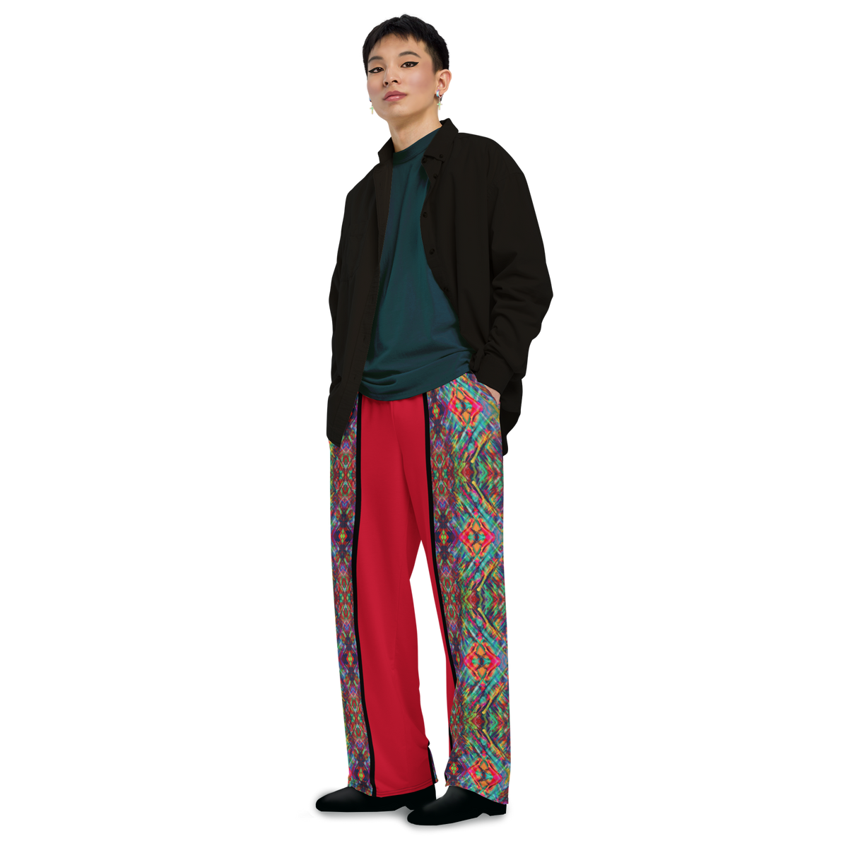 BeautDoozy 'Antares' Wide Leg Pants Red - Left view Trans model