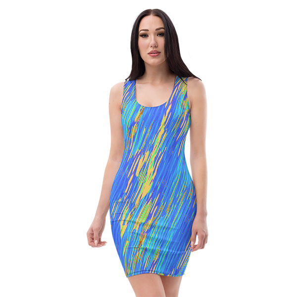 BeautDoozy 'Blue River Sky' Fitted Dress - Front view