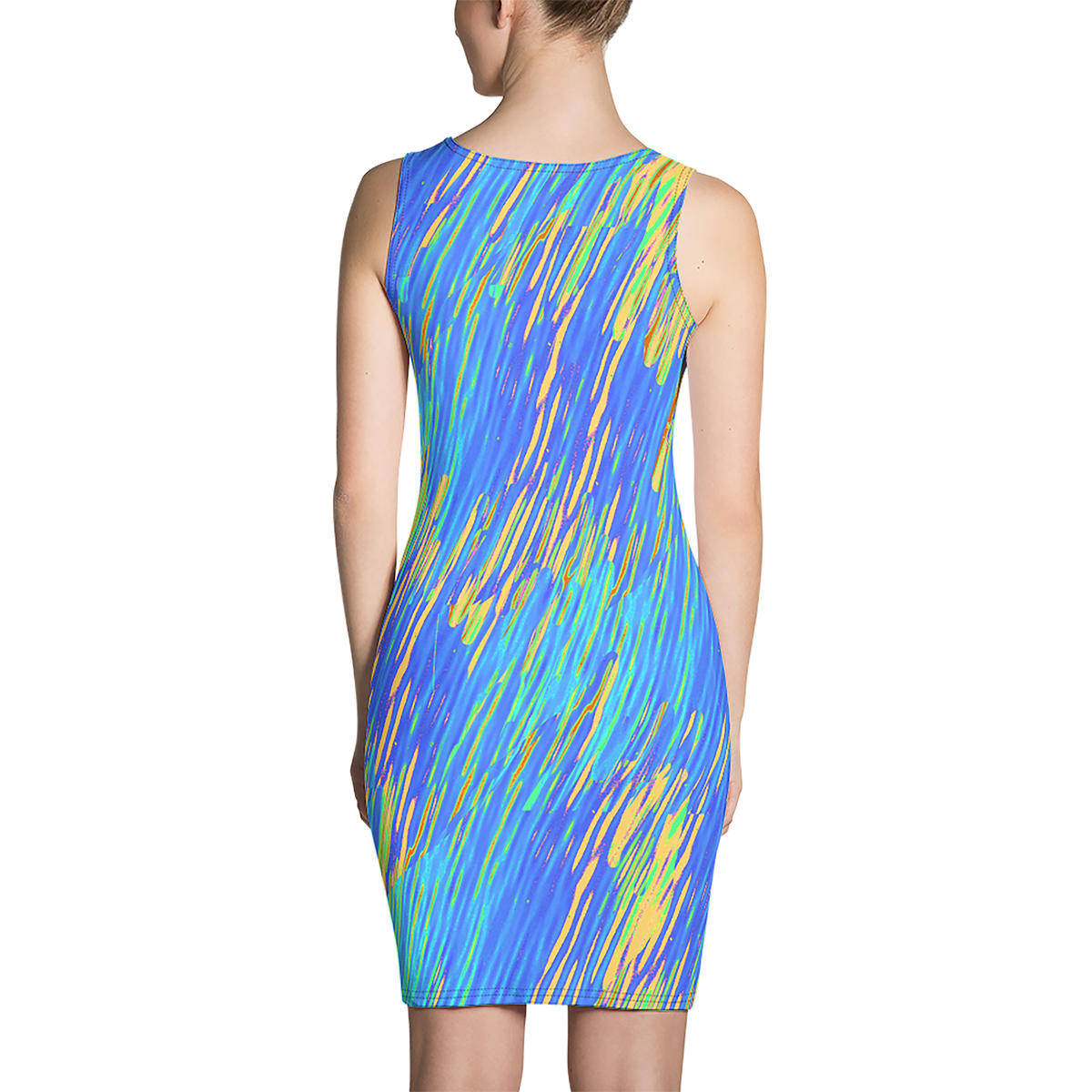 BeautDoozy 'Blue River Sky' Fitted Dress - Back view