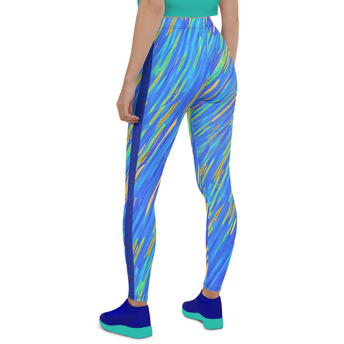 BeautDoozy 'Blue River Sky' Leggings - Left Back view