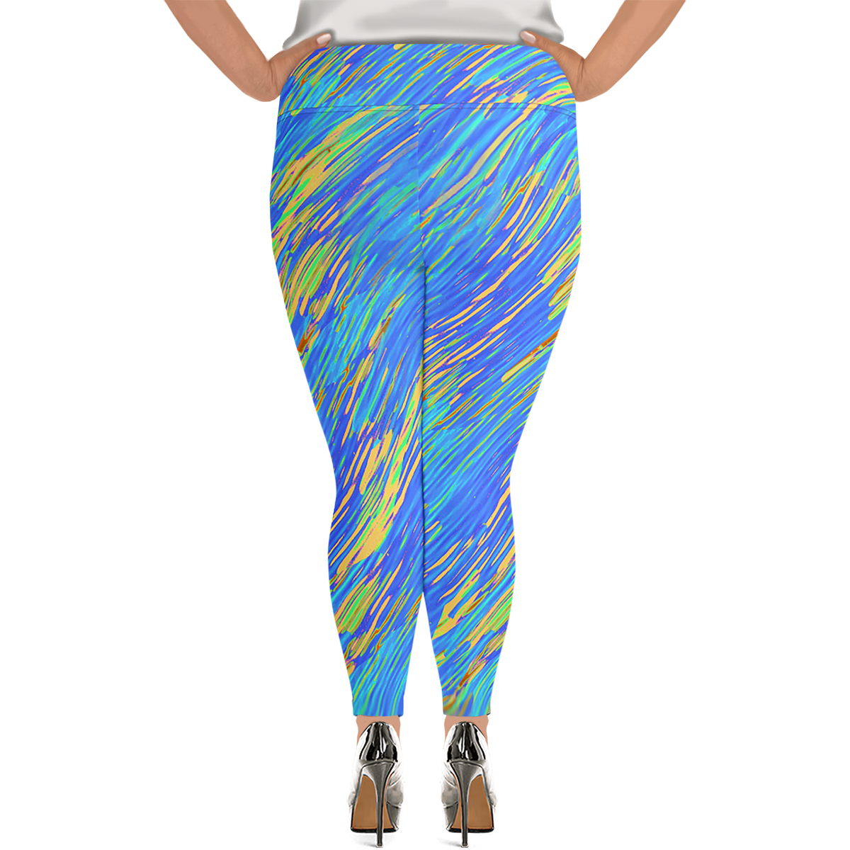 BeautDoozy 'Blue River Sky' Leggings Curves - Back view