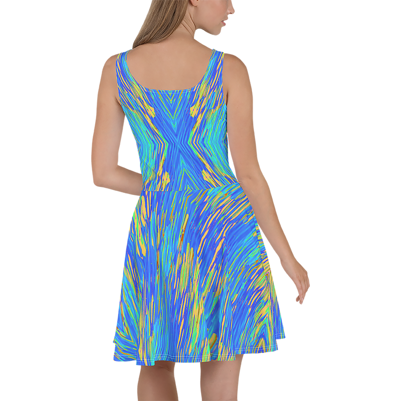 BeautDoozy 'Blue River Sky' Skater Dress - Back view