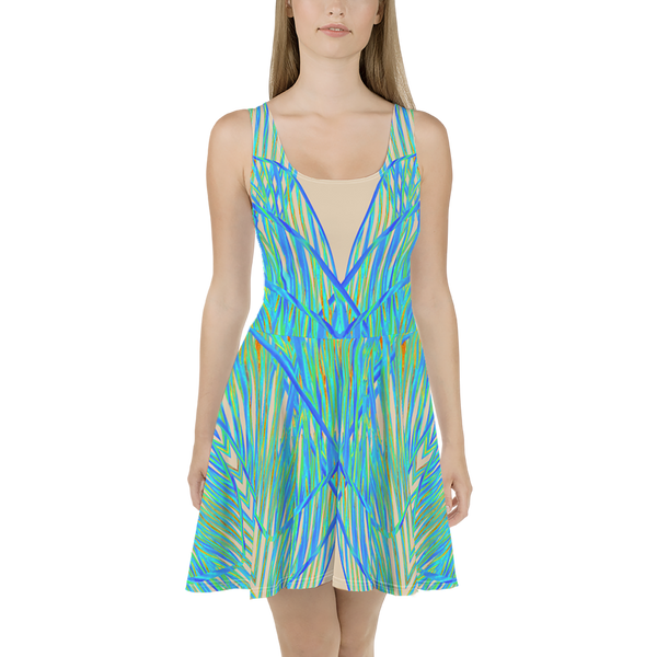 BeautDoozy 'Clean Fresh Water' Skater Dress, Champagne - Front view