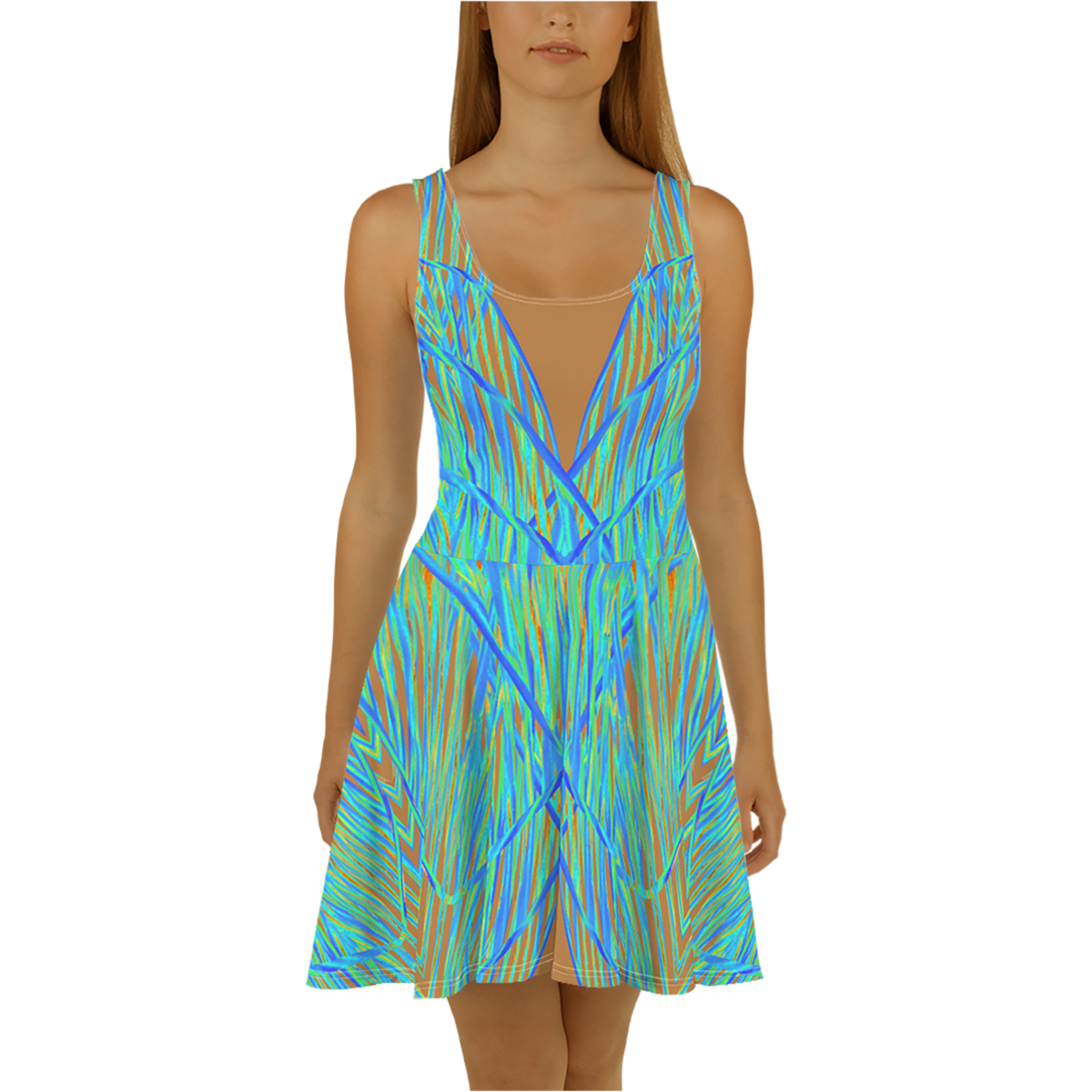 BeautDoozy 'Clean Fresh Water' Skater Dress, Nude - Front view