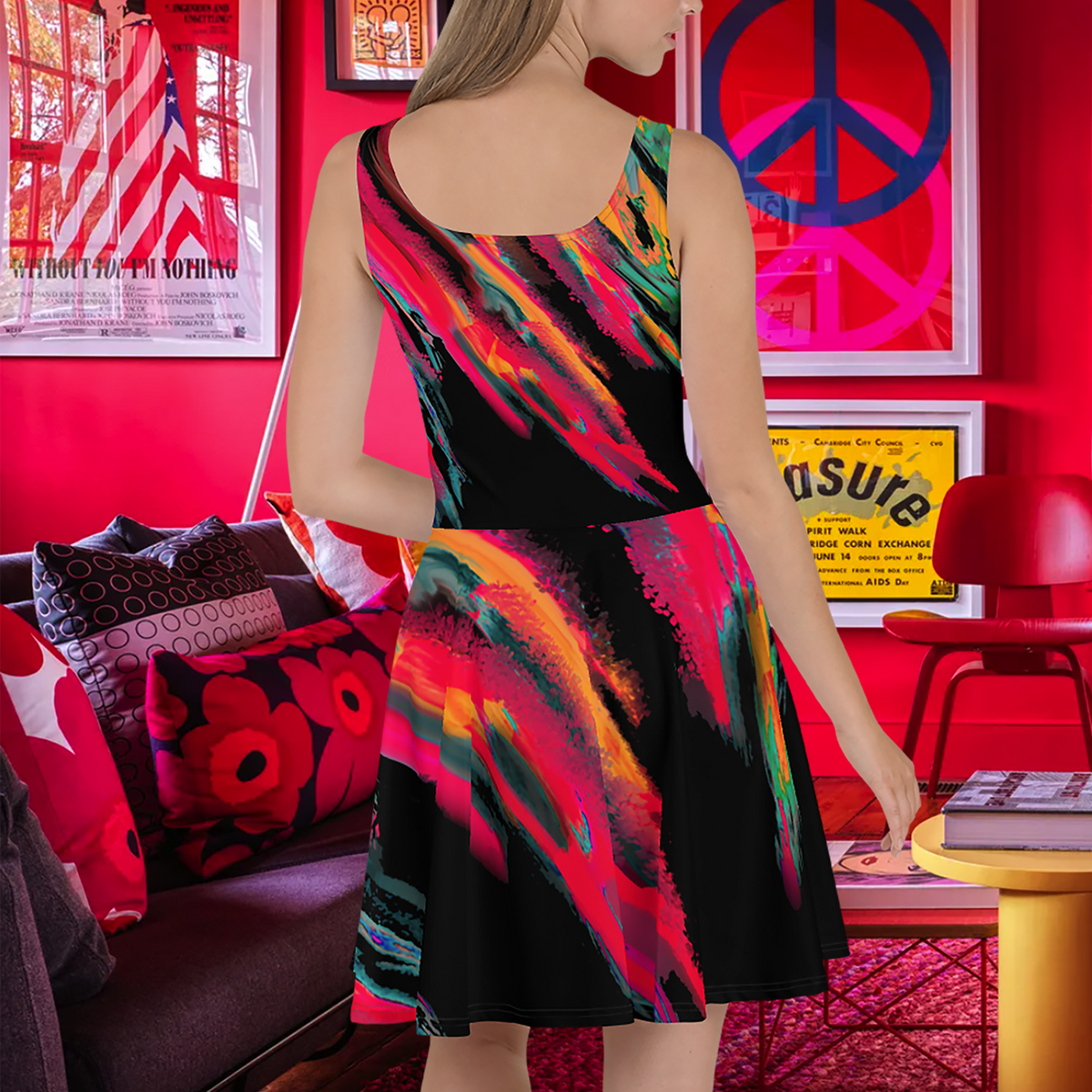 BeautDoozy CONTROL YOUR FLAME Skater Dress Blaze - Back view