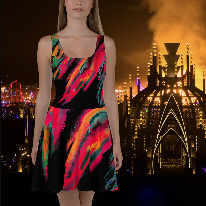 BeautDoozy CONTROL YOUR FLAME Skater Dress Blaze - Front view