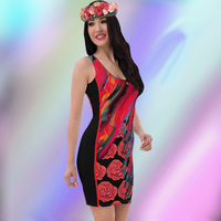 BeautDoozy CONTROL YOUR FLAME Roses Bodycon Tunic -Right view