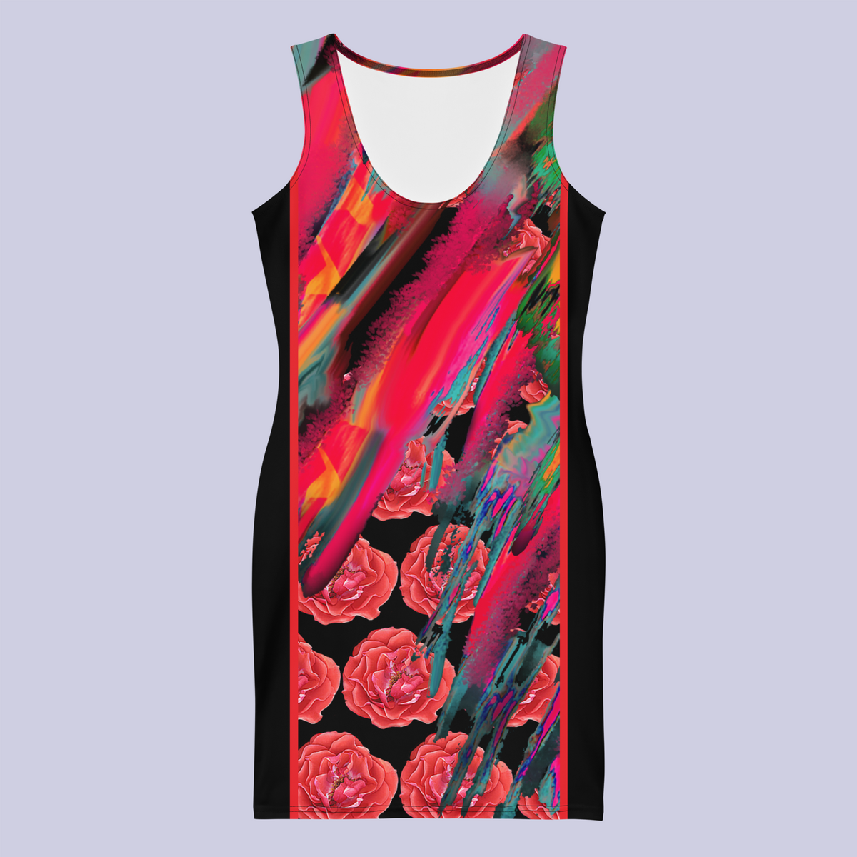 BeautDoozy CONTROL YOUR FLAME Roses Bodycon Tunic - Flat Front view