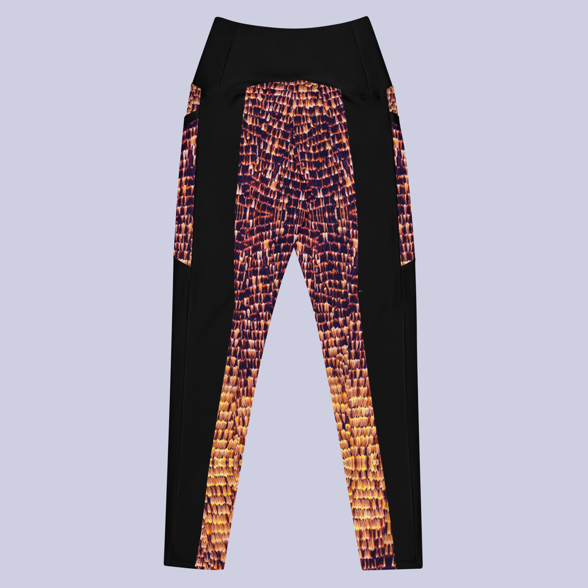 BeautDoozy DESTINY Crossover Leggings with Black Chaps and Pockets - Flat back view