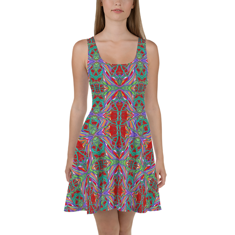 BeautDoozy 'Goodness From Earth' Bouquet Skater Dress  - Front view