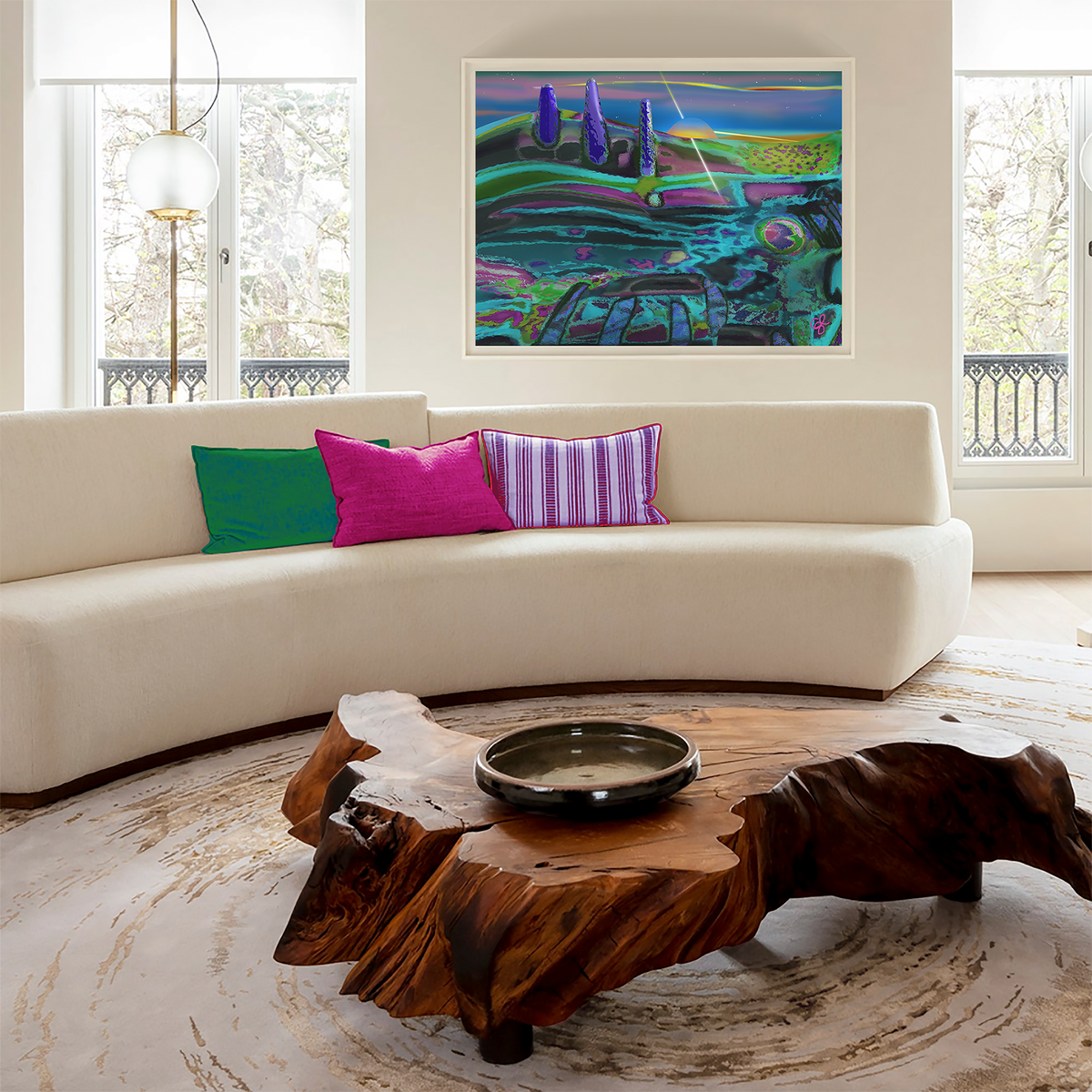 'Danish Spring, Dawn' from The Nature Series, by Gabrielle Loesch - Living room setting