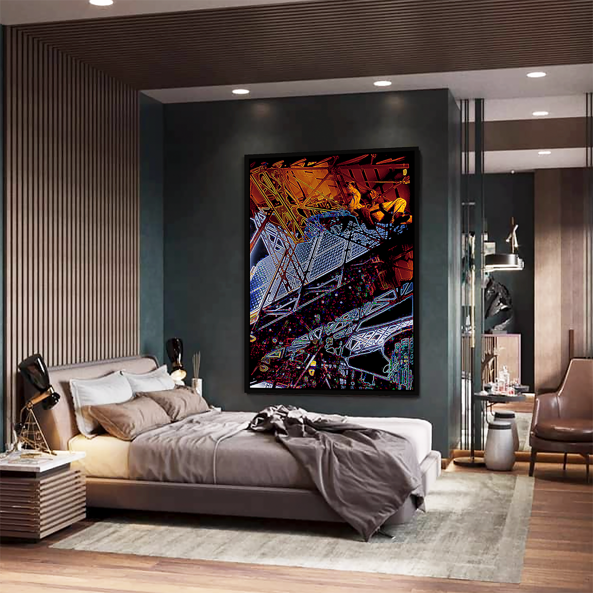 'Eiffel Tower' from The Places Series, by Gabrielle Loesch - Bedroom setting